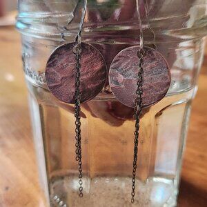 Silpada Sterling Silver Hammered Disc Chain Dangle Earrings